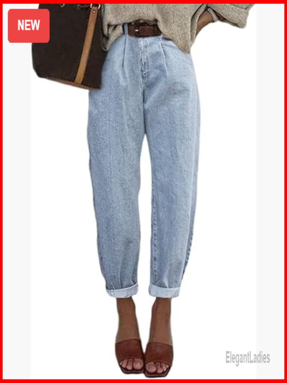 High Waisted Baggy Boyfriend Jeans Cropped Loose Fit Denim Pants